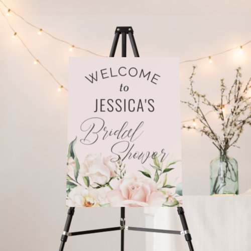 Blush pink watercolor floral Bridal shower welcome Foam Board