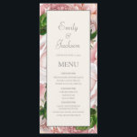 Blush Pink Watercolor Floral Cream Wedding Menu<br><div class="desc">Blush pink watercolor floral on cream wedding reception menu.  Contact us for help with customization or matching products.</div>