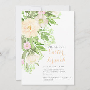 Blush Pink Watercolor Floral Easter Brunch Invitation