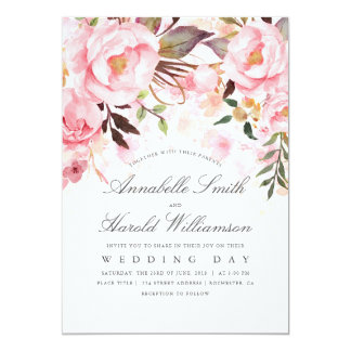 Blush Pink Watercolor | Floral Elegant Wedding Card