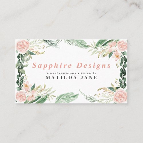 blush pink watercolor floral feminie business card