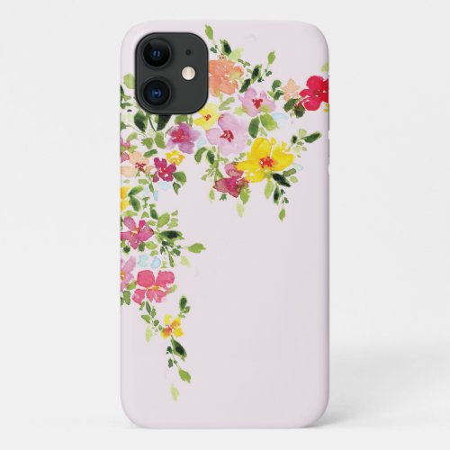 Blush pink watercolor floral flower iPhone 11 case
