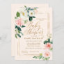 Blush Pink Watercolor Floral Greenery Baby Shower Invitation