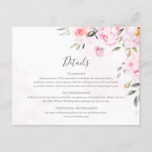 Blush Pink Watercolor Floral Greenery Wedding Enclosure Card