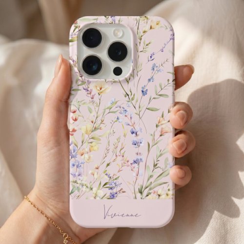 Blush Pink Watercolor Floral  iPhone 15 Pro Case