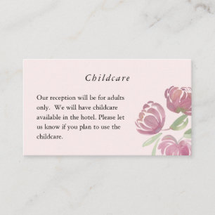 Blush Pink Watercolor Floral Kid Free Wedding Card