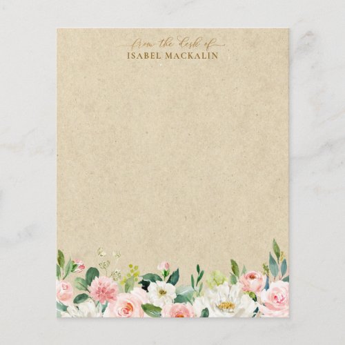 Blush Pink Watercolor Floral  Kraft Personalized