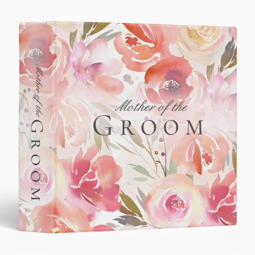 Blush Pink Watercolor Floral Mother of the Groom 3 Ring Binder