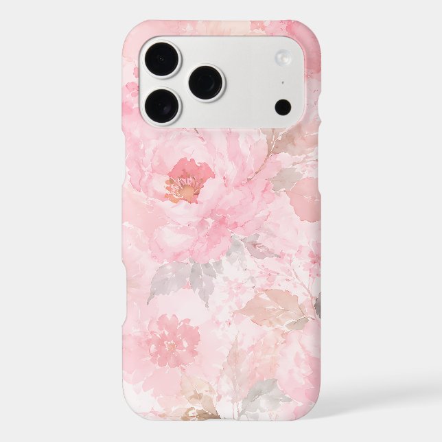 Blush Pink Watercolor Floral Pattern iPhone Case (Back)