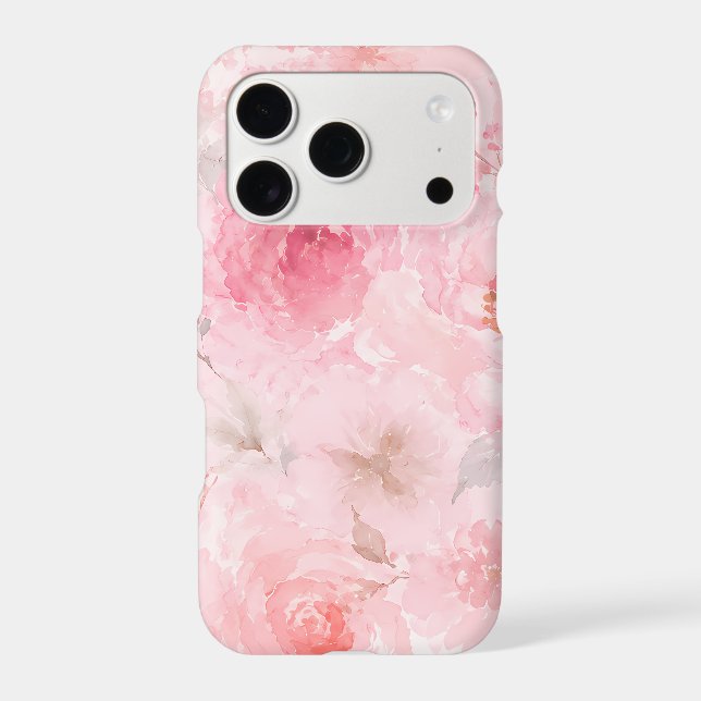Blush Pink Watercolor Floral Pattern iPhone Case (Back)
