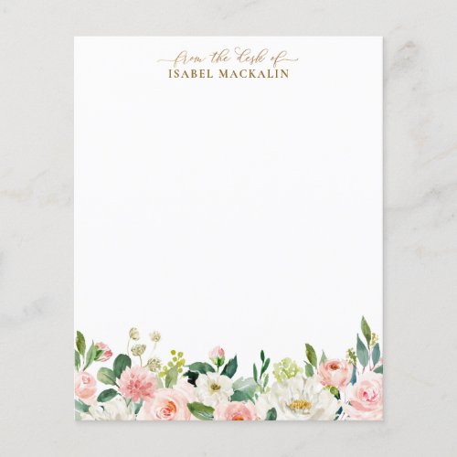 Blush Pink Watercolor Floral Personalized Writing