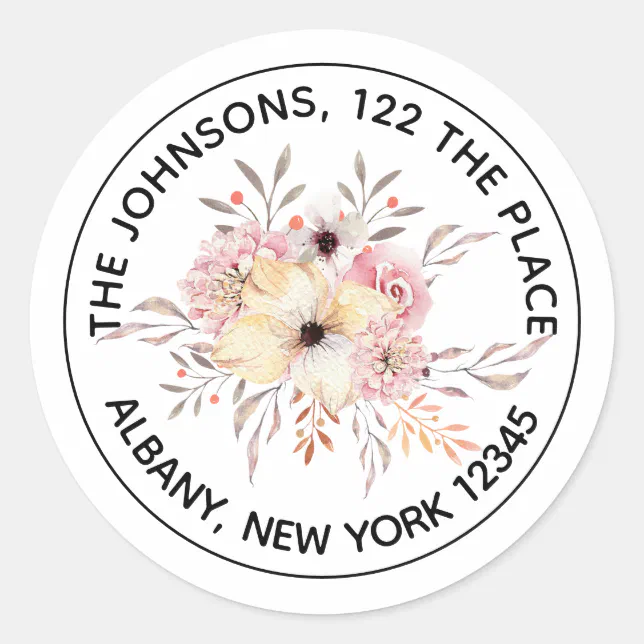 Blush Pink Watercolor Floral Return Address Label | Zazzle