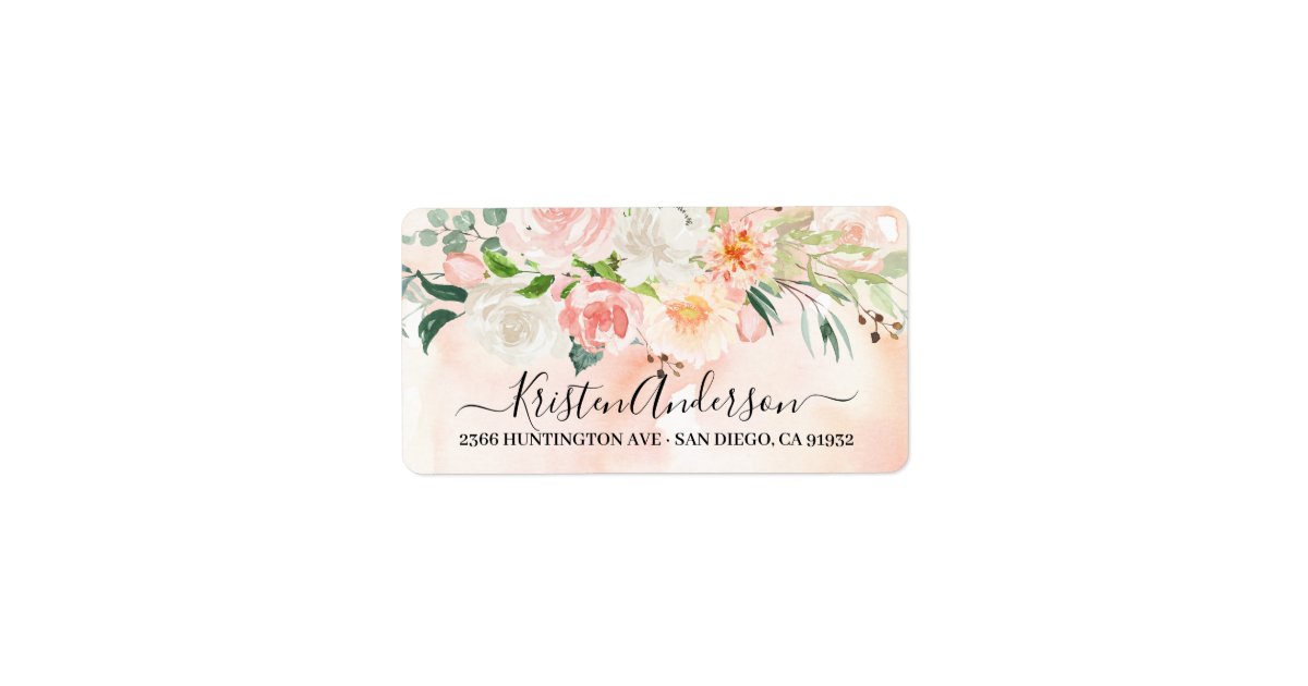 Blush Pink Watercolor Floral Return Address Label | Zazzle