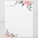 Blush Pink Watercolor Floral Rose & Sage Greenery Letterhead<br><div class="desc">Our Rosedale wedding stationery embodies elegance & romance with delicate arrangements of blush florals,  blooming roses & sage greenery. Beautiful typographic pairing with sophisticated serif and elegant script typography,  further enhances the romanic floral wedding style. All illustrations are hand-drawn original artwork by Moodthology.</div>