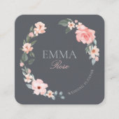 Blush Pink Watercolor Floral Rose Wedding Planner Square Business Card (Front)