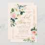 Blush Pink Watercolor Floral Rustic Bridal Shower Invitation