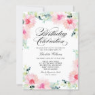 Blush Pink Watercolor Floral Spring Birthday