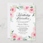Blush Pink Watercolor Floral Spring Birthday Invitation (Front)
