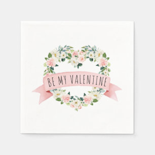 Blush Pink Watercolor Floral Valentine Napkins