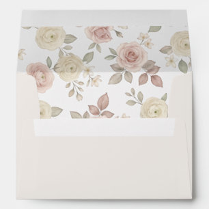 Blush Pink Watercolor Floral Wedding Envelope