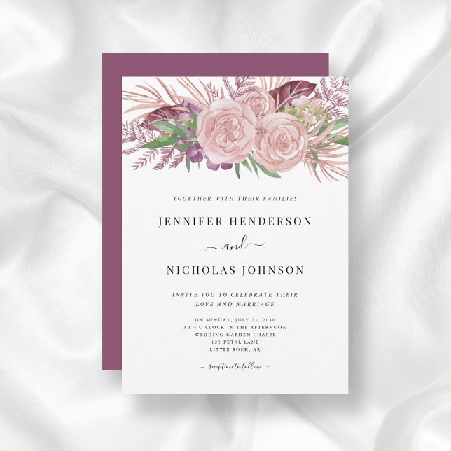 Blush Pink Watercolor Floral Wedding Invitation (Creator Uploaded)