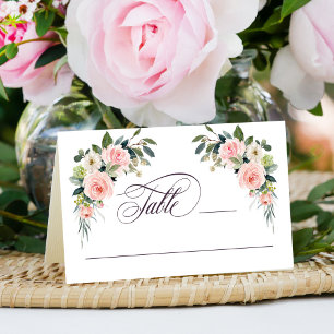 Blush Pink Watercolor Floral Wedding Place Card