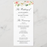 blush pink watercolor floral wedding program<br><div class="desc">A lovely blush pink floral design with black text on white background. You can personalize the text and colors on this wedding program template.</div>