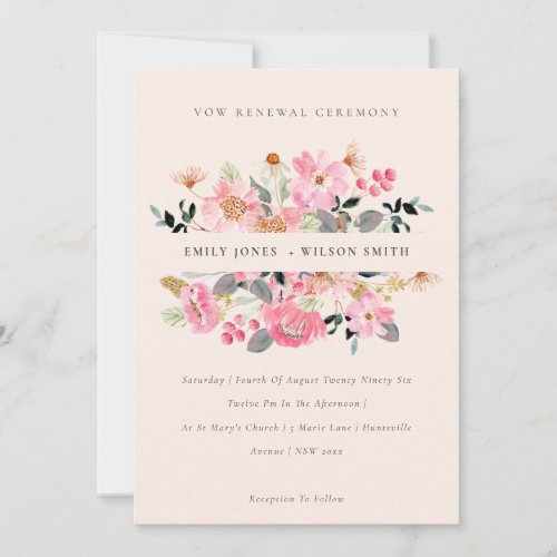 Blush Pink Watercolor Floral Wow Renewal Invite