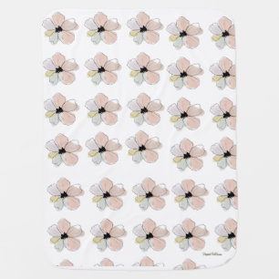Blush Pink Watercolor Flower Fleece Baby Blanket