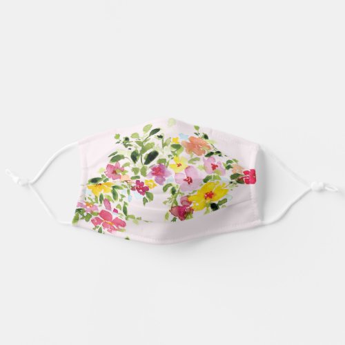 Blush pink watercolor flower floral adult cloth face mask