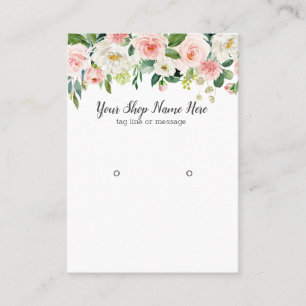Blush Pink Watercolor Flowers Earring Display Business Card