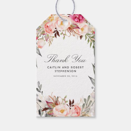 Blush Pink Watercolor Flowers Elegant Gift Tags