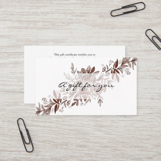 Blush pink watercolor flowers gift certificate (Front/Back In Situ)