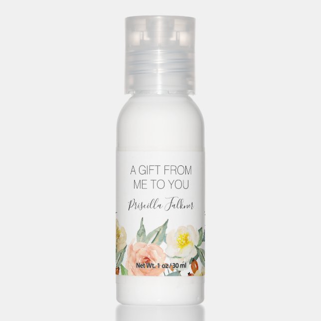 Blush Pink Watercolor Flowers Thank You Gift Hand Lotion (Front)