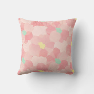 Blush Pink Watercolor Flowers Throw Pillow