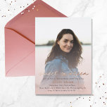 Blush Pink Watercolor Girly Sweet 16 Rose Gold Foil Invitation<br><div class="desc">This feminine sweet 16 invitation features a pretty background photo template,  a blush pink watercolor fade overlay and rose gold raised foil details. It is the perfect invitation to celebrate a sweet girl who is girly and feminine.</div>