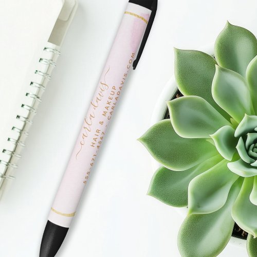 Blush Pink Watercolor Gold Circle Salon Pen