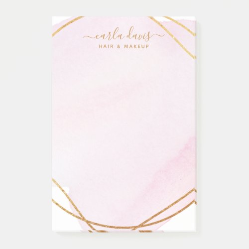 Blush Pink Watercolor Gold Circle Salon Post_it Notes