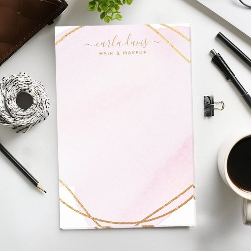 Stationery 9 Blush Pink Watercolor Gold Circle Salon Post-It Notes