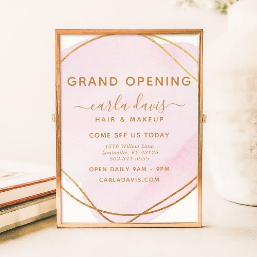 Blush Pink Watercolor Gold Circle Salon Poster