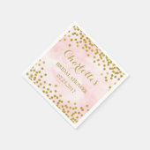 Blush Pink Watercolor Gold Confetti Bridal Shower Paper Napkins (Corner)