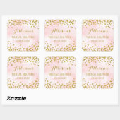 Blush Pink Watercolor Gold Confetti Bridal Shower Square Sticker (Sheet)