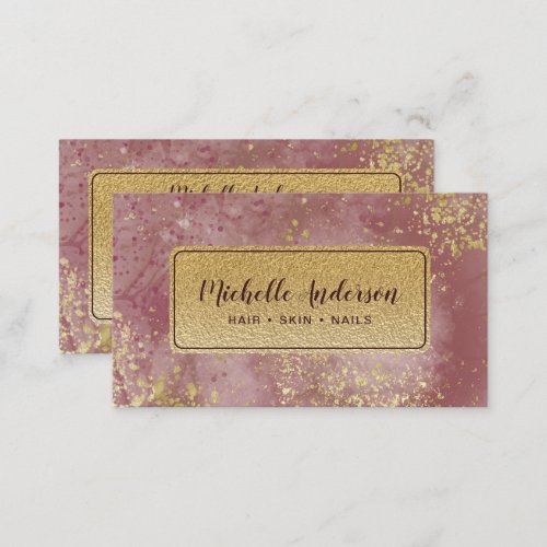 Blush Pink Watercolor Gold Foil Business Card