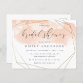Blush Pink Watercolor Gold Geometric Bridal Shower Invitation Postcard (Front/Back)