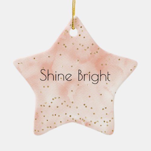 Blush Pink Watercolor Gold Glitz Confetti Dots    Ceramic Ornament