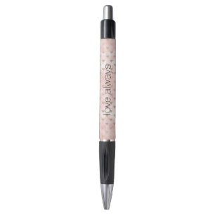 Blush Pink Watercolor Gold Hearts Pen