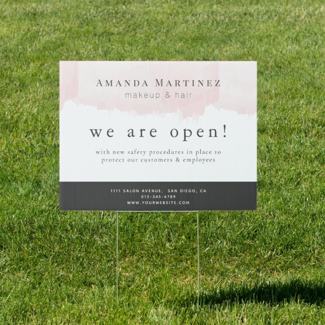 Blush Pink Watercolor Hair Salon Reopening Sign (Insitu)