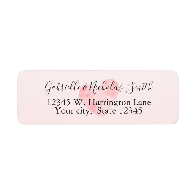 Blush Pink Watercolor Heart Label (Front)