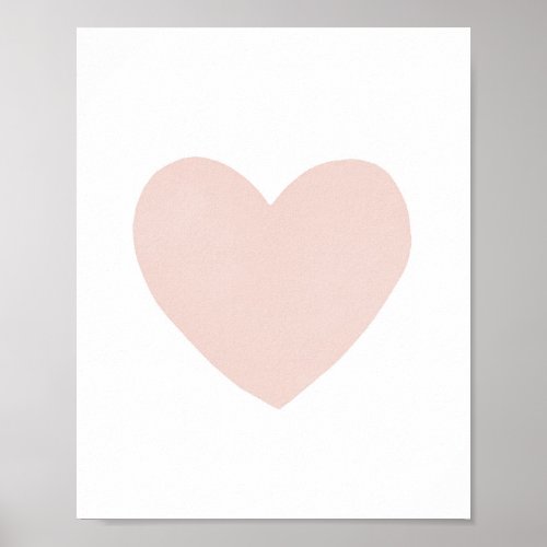 Blush Pink Watercolor Heart Nursery Decor Poster
