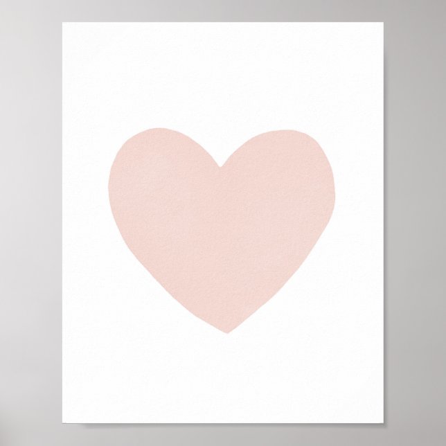 Blush Pink Watercolor Heart Nursery Decor Poster (Front)